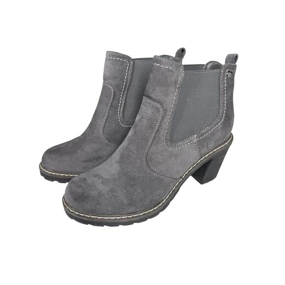 Corkys Shoes - CORKYS Bootie 10 Rocky Faux Suede Block Heel Rubber Sole Contrast Stitching